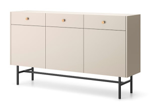 Komoda trzydrzwiowa Divenos z szufladami 155 cm Szary beż Wyprzedaż