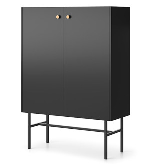 Komoda wysoka Divenos dwudrzwiowa 93 cm Czarna Wyprzedaż