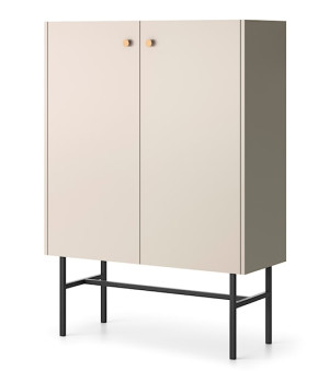 Komoda wysoka Divenos dwudrzwiowa 93 cm Szary beż Wyprzedaż