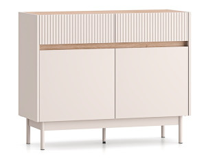 Komoda dwudrzwiowa Dunea z dwiema szufladami 104 cm kaszmir/dąb