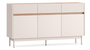 Komoda trzydrzwiowa Dunea z trzema szufladami 154 cm kaszmir/dąb