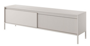 Szafka RTV Falsetto dwudrzwiowa z ryflowanym frontem 187 cm beżowa Wyprzedaż