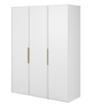 Szafa trzydrzwiowa Frame z długim drążkiem i siedmioma półkami 150 cm Biała Wyprzedaż