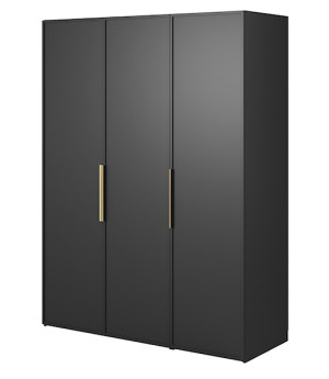 Szafa trzydrzwiowa Frame z dwoma drążkami 150 cm Czarna Wyprzedaż