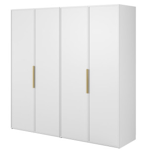 Szafa czterodrzwiowa Frame z dwoma drążkami i półkami 200 cm Biała Wyprzedaż