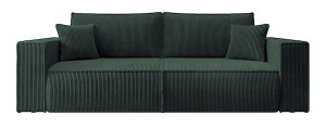 Kanapa z funkcją spania trzyosobowa Farese z pojemnikiem zielona sztruks HOMEBOOK kanapa z funkcją spania