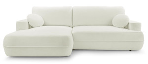 Narożnik z funkcją spania Fuerro L-kształtny lewostronny z pojemnikiem biały plecionka hydrofobowy Wyprzedaż