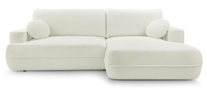 Narożnik z funkcją spania Fuerro L-kształtny prawostronny z pojemnikiem biały plecionka hydrofobowy Wyprzedaż