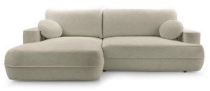 Narożnik z funkcją spania Fuerro L-kształtny lewostronny z pojemnikiem jasnobrązowy plecionka hydrofobowy Wyprzedaż