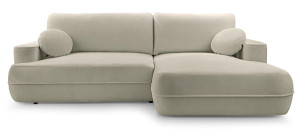 Narożnik z funkcją spania Fuerro L-kształtny prawostronny z pojemnikiem jasnobrązowy plecionka hydrofobowy Wyprzedaż