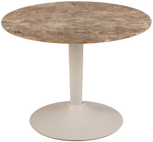 Stolik kawowy Roshly średnica 60 cm trawertyn ceramiczny blat z metalową podstawą