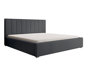 Łóżko tapicerowane 140x200 cm Rinus z pojemnikiem ciemnoszare w tkaninie hydrofobowej HOMEBOOK