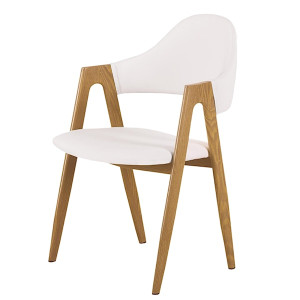 Krzesło tapicerowane Sherris białe - dąb miodowy HOMEBOOK