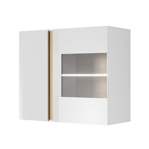 Witryna Skoky wisząca dąb z bielą z oświetleniem HOMEBOOK