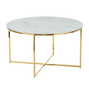 Stolik kawowy Alisma o średnicy 80 cm - złota podstawa HOMEBOOK