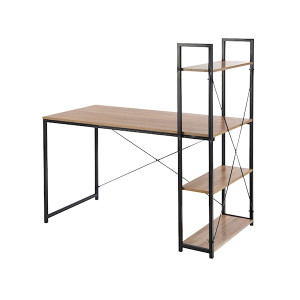 Biurko Lomise 120x60 cm z regałem dąb sonoma - czarny Wyprzedaż
