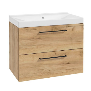 Szafka łazienkowa z umywalką Verli z dwoma szufladami dąb HOMEBOOK