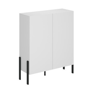 Komoda wysoka Jukon dwudrzwiowa 114 cm Biały Wyprzedaż