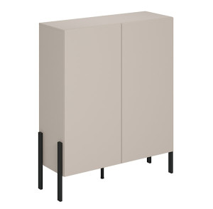 Komoda wysoka Jukon dwudrzwiowa 114 cm Szary beż Wyprzedaż
