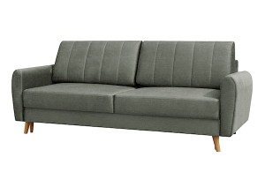 Kanapa z funkcją spania trzyosobowa Dordo ciemnoszara z pojemnikiem welur hydrofobowy