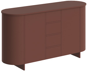 Komoda dwudrzwiowa Reflicy z czterema szufladami 163 cm bordowy mat Wyprzedaż