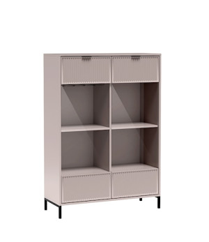 Witryna dwudrzwiowa Passimo z oświetleniem LED 104 cm szarobeżowa Wyprzedaż