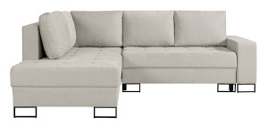 Narożnik z funkcją spania Larelle L-kształtny lewostronny z pojemnikiem jasnobeżowy szenil Wyprzedaż