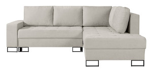 Narożnik z funkcją spania Larelle L-kształtny prawostronny z pojemnikiem jasnobeżowy szenil Wyprzedaż