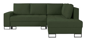 Narożnik z funkcją spania Larelle L-kształtny prawostronny z pojemnikiem zielony szenil Wyprzedaż
