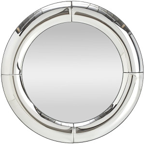 Lustro ścienne Relantic średnica 80 cm w srebrnej ramie gięte szkło Wyprzedaż