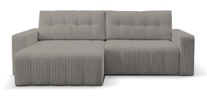 Narożnik z funkcją spania Maillo L-kształtny uniwersalny z pojemnikiem beżowy sztruks Wyprzedaż