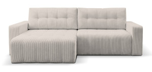 Narożnik z funkcją spania Maillo L-kształtny uniwersalny z pojemnikiem jasnobeżowy sztruks Wyprzedaż