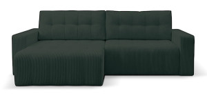 Narożnik z funkcją spania Maillo L-kształtny uniwersalny z pojemnikiem ciemnozielony sztruks Wyprzedaż