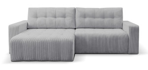 Narożnik z funkcją spania Maillo L-kształtny uniwersalny z pojemnikiem jasnoszary sztruks Wyprzedaż