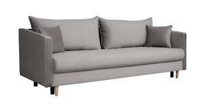 Kanapa z funkcją spania trzyosobowa Merauke z pojemnikiem szara velvet HOMEBOOK kanapa z funkcją spania