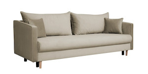 Kanapa z funkcją spania trzyosobowa Merauke z pojemnikiem  szarobeżowa velvet HOMEBOOK kanapa z funkcją spania