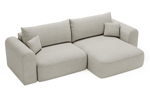 Narożnik z funkcją spania Sollano L-kształtny z pojemnikiem uniwersalny szarobeżowy szenil Wyprzedaż