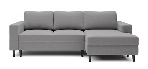 Narożnik rozkładany z funkcją spania Nalika L-kształtny z pojemnikiem szary welur hydrofobowy prawostronny HOMEBOOK