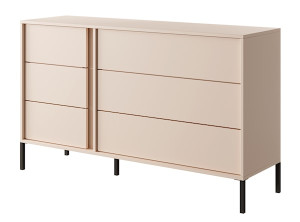 Komoda Odesty z sześcioma szufladami 137 cm Beżowa Wyprzedaż