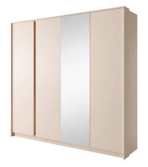 Szafa czterodrzwiowa Odesty z drążkiem, półkami i lustrem 220 cm Beżowa Wyprzedaż