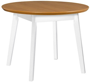 Stół drewniany do jadalni rozkładany Talinder 100-130x100 cm biały/dąb naturalny Wyprzedaż