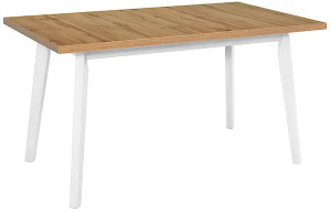 Stół drewniany do jadalni rozkładany Korror 140-180x80 cm biały/dąb wotan Wyprzedaż