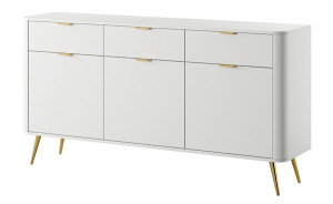 Komoda trzydrzwiowa Oval z szufladami 163,5 cm Biała Wyprzedaż
