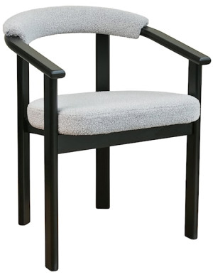 Krzesło drewniane do jadalni Fingly czarne/jasnoszare boucle Wyprzedaż