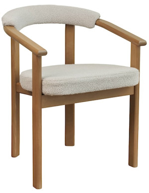 Krzesło drewniane do jadalni Fingly dąb olejowany/beżowe boucle Wyprzedaż