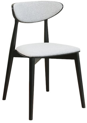 Krzesło drewniane do jadalni Andally czarne/jasnoszare boucle Wyprzedaż