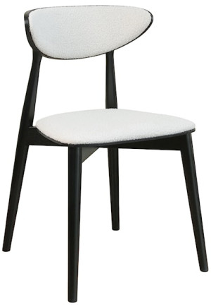 Krzesło drewniane do jadalni Andally czarne/jasnobeżowe boucle Wyprzedaż