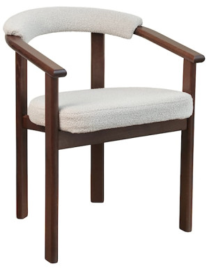 Krzesło drewniane do jadalni Fingly orzech jasny/beżowe boucle Wyprzedaż