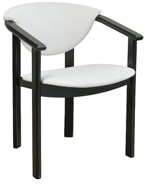 Krzesło drewniane do jadalni Flowiss czarne/kremowa plecionka Wyprzedaż