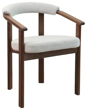 Krzesło drewniane do jadalni Fingly orzech jasny/jasnoszare boucle Wyprzedaż